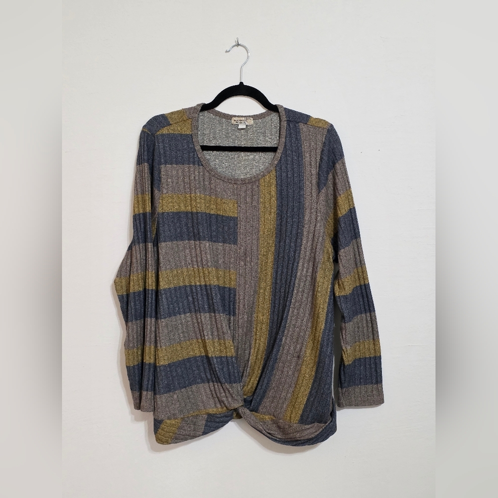 ONE WORLD Multicolor Striped Long Sleeve Top